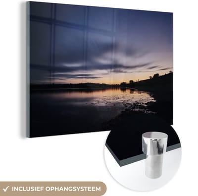 ® Glasschilderij 180x120 cm - Schilderij acrylglas - Zonsondergang bij het Nationaal park Exmoor Engeland - Foto op glas - Muurdecoratie woonkamer - Wanddecoratie slaapkamer - Schilderijen
