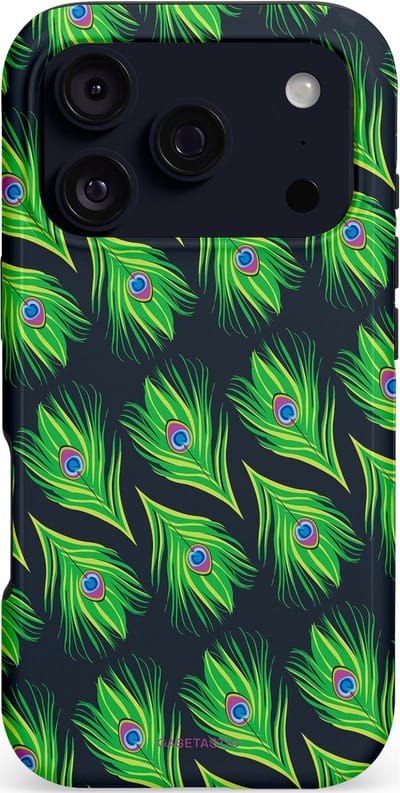 Casetastic hoesje geschikt voor Apple iPhone 17 Pro - MagSafe - Dubbellaagse bescherming - Veren van verleiding - Fashion Case - Groen Zwart
