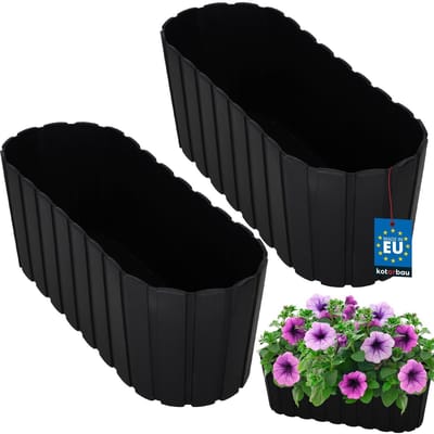 KOTARBAU® 2 st. Balkonbak, Bloembak voor Balkon, Kunststof, 40 x 13 x 13 cm, Antraciet, Plantenbak Balkon, Groot, Rustiek, Weerbestendig Plantenbak, voor Binnen en Buiten