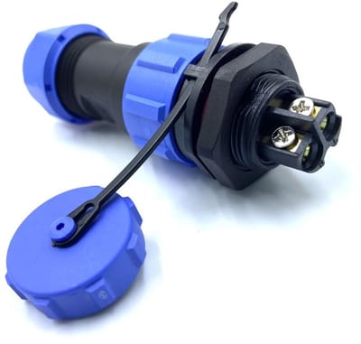 Waterdichte 2-polige luchtvaartstekker voor buitenlampen - IP68, 10A, 500V