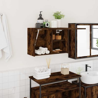 vidaXL - Badkamerwandkast - 60x25x40 - cm - bewerkt - hout - gerookt - eikenkleurig