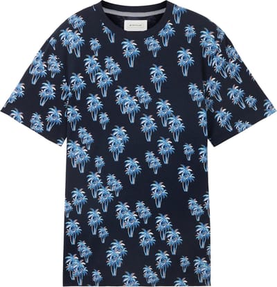 TOM TAILOR allover printed linen t-shirt Heren T-shirt - Maat M