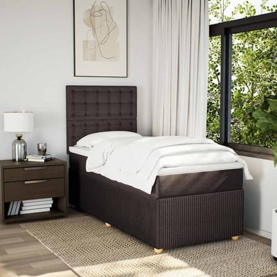 vidaXL - Boxspring - met - matras - stof - donkerbruin - 90x190 - cm