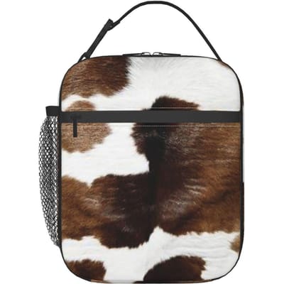Rustieke Ranch Koeienprint Geïsoleerde Lunchtas voor Vrouwen Kinderen Lekkend Bewijsbare Voedseldozen Thermische Lunchbox Tote One Size white