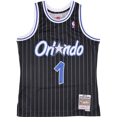 Basketbaltanktop voor heren Nba Swingman Jersey Hardwood Classics No.1 Anfernee Hardaway 1994-95 Orlmag Road Originele teamkleuren
