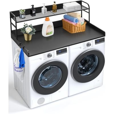 VEVOR Wasmachine en droger aanrecht met 2-laags plank (1370 x 700 x 419 mm) Trommelrek met antislip pads, waterbestendig wasrek, zwart