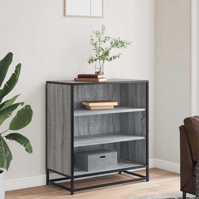 vidaXL - Dressoir - 68x35x76 - cm - bewerkt - hout - en - metaal - grijs - sonoma