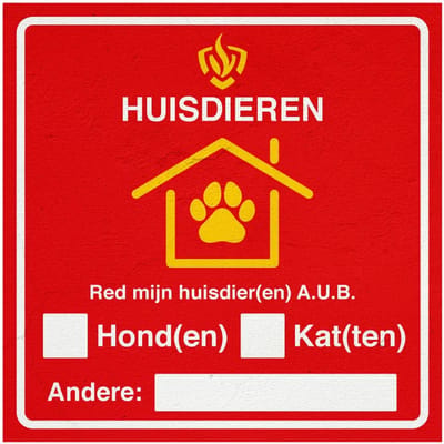 Red mijn huisdier bord brandweer | Forex Re materiaal | 10 x 10 cm