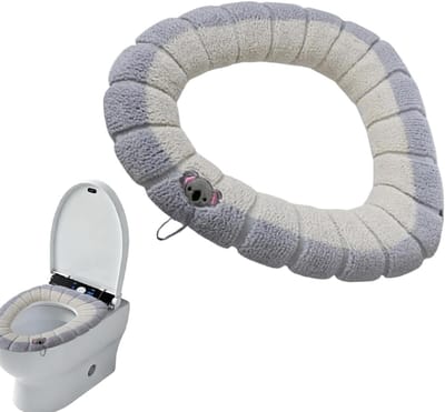 Set van 2 Zachte WC-brilhoezen met Koala Motief – Comfortabele, Warmtegevende Toiletbrilbeschermers met Trekker, voor Universeel Gebruik