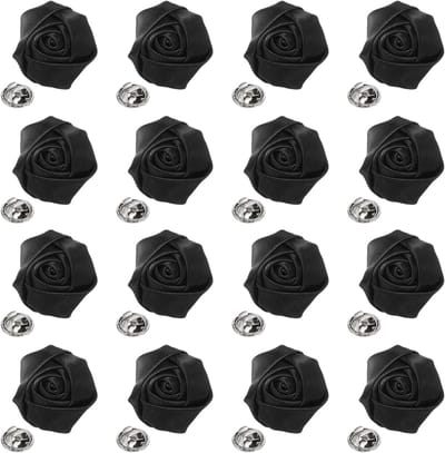 Revers Bloemen - Stoffen Spelden - Feestelijke Outfits - Set van 16 - 2 Inch - Zwart