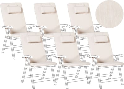 JAVA/AMAN PREMIUM - Tuinkussen set van 6 - Lichtbeige - Polyester