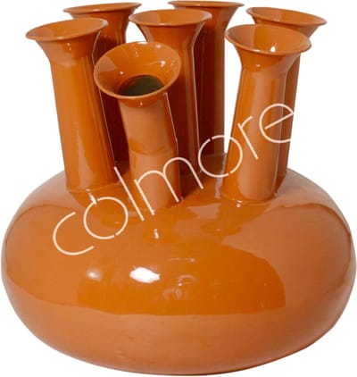 Colmore by Diga oranje tulpen toeter vaas met 7 monden emaille 38 cm