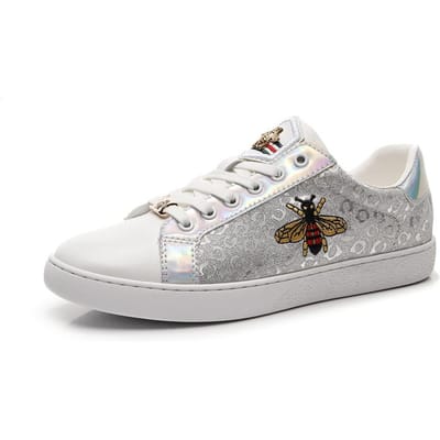 Luxe Echt Lederen Schoenen voor Mannen Klassieke Geborduurde Mannen Skateboard Schoenen Designer Sportschoenen Mannen Zapatillas De Skate 43 white