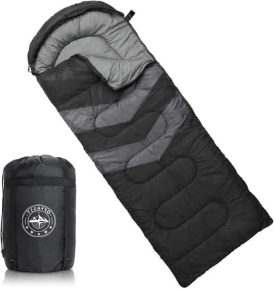 Winterslaapzak Outdoor - Kampeer slaapzak - Kamperen en Reizen - Lichtgewicht en Warm - 220 x 80 cm - Zwart