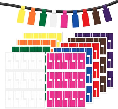 Daity Multicolor kabel labels - 8,4 x 2,5 cm - waterdichte kleurenkabellabels - zelfklevende kabelstickers voor kabelbeheer in thuiskantoren（Verpakking van 270）