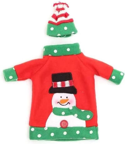 Kerstmis wijnfles deksel zakken, flessenkleding 3 stuks Kerstmis flessen decoratie party restaurant wijnrood wijnfles flessenpak flessenhoes kerstman hoed fleszak