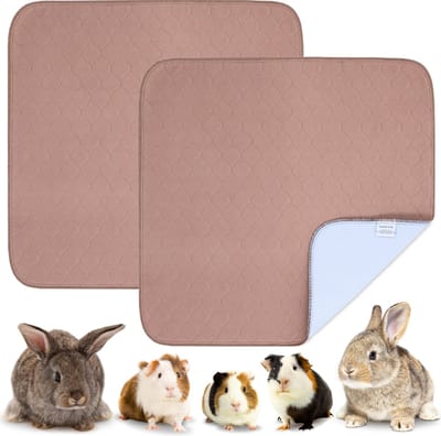 VANESTE Bodembedekking Knaagdieren en Konijnen - Cavia Fleece Liner met Antislip dots - Strooiselmat - Stofvrij - Wasbaar - 75x75 cm - Bruin - 2 Stuks