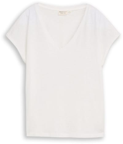 Tom Tailor Denim - T-shirt van katoen - Maat XXL - off white