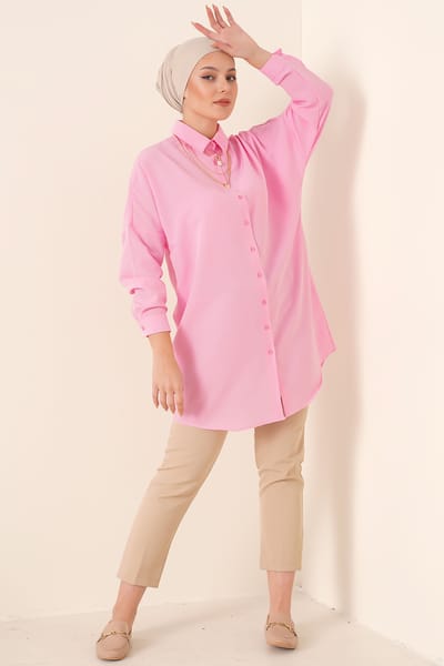 Lange Poplin Shirt met Knoopsluiting