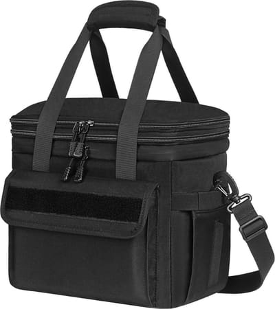 Geïsoleerde lunchbox tas met dubbel compartiment en schouderriem voor mannen - lekvrij, geschikt voor werk, school, picknick, camping, strand, reizen - houtskool Portable Lunch Bag