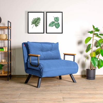 Asir - Bankbed - Blauw - 1-zitplaats - 60 x 50 x 85 cm
