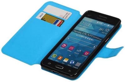 Cross Pattern TPU Bookstyle Wallet Case Hoesje Geschikt voor Samsung Galaxy Prime G530F Blauw