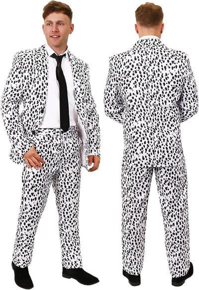 Dalmatiër Kostuum Heren - Compleet Dalmatische Print Pak met Strik voor Carnaval en Themafeesten