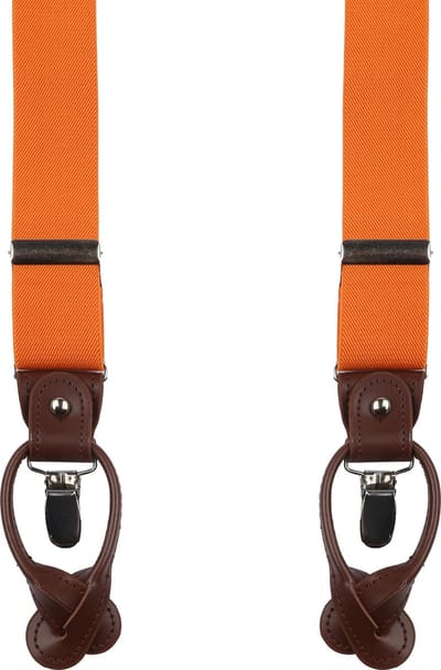 Suitable Luxe Bretels Oranje - Pattern: Lussen met knoopsgat en klemsluiting - met Brede Stevige Clips - Heren / Unisex - Volwassenen - Luxe cadeauverpakking