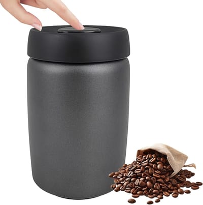 Vacuum Container voor Koffiebonen, Thee en Noten - RVS, 1.2 L, Luchtdicht en Met Pompdeksel