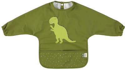 Trixie Afwasbare slab met mouwen - Mr. Dino - Voor Baby's en Kleuters 2-4jaar - Makkelijk schoon te maken - Groen