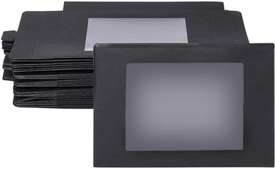 Dailygoods- Geschenkdoos 30 stuks - Opvouwbaar - Kraftpapier met venster - Rechthoekig - Voor snoep/gebak - 12,5 x 8,5 x 1,5 cm - Verpakkingsdoos