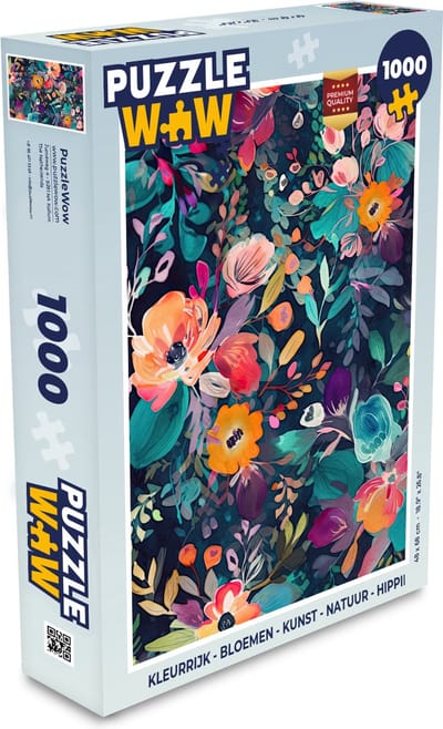 Puzzel Kleurrijk - Bloemen - Kunst - Natuur - Hippie - Legpuzzel - Puzzel 1000 stukjes volwassenen