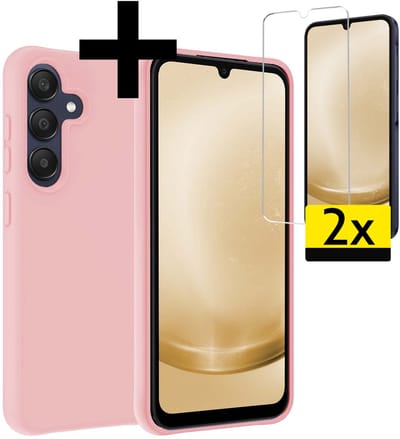 Hoesje - Met 2x Screenprotector - Geschikt voor Samsung Galaxy A26 - Sterk & Shockproof - Back Cover - Siliconen Case - Telefoon Hoes - Telefoonhoesjes - Lichtroze
