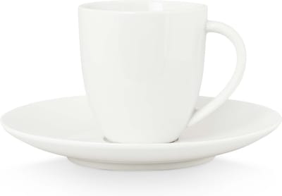 vtwonen Koffiekop met Schotel - Wit - Porselein - 100ml