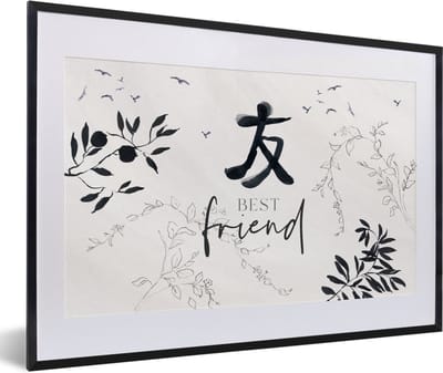 Fotolijst incl. Poster - Best friend - Vriendschap - Spreuken - Quotes - Vrienden - 60x40 cm - Posterlijst