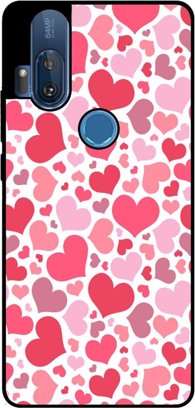 Smartphonica Telefoonhoesje Geschikt voor Motorola One Hyper met Hartjes Print - Hearts Design TPU Backcover Case - Kinder Hoesje met Hartjes Design geschikt voor Motorola One Hyper