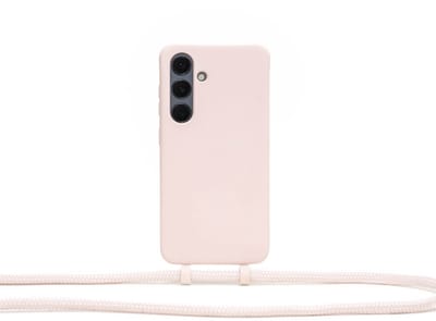 Coverzs Silicone case met koord - Telefoonhoesje met koord - Backcover hoesje met koord - touwtje - geschikt voor Samsung Galaxy S25 Plus - Roze