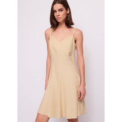 jurk in linnen vrouw beige