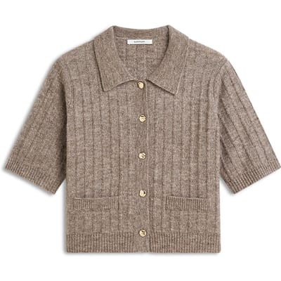 Summum Short Cardigan Soft Melange Knit Vesten Taupe 7s8019-70088