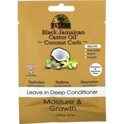 Okay Pure Naturals, Black Jamaican Castor Oil, Coconut Curls, Leave in Deep Conditioner, 1.25 fl oz (37 ml)