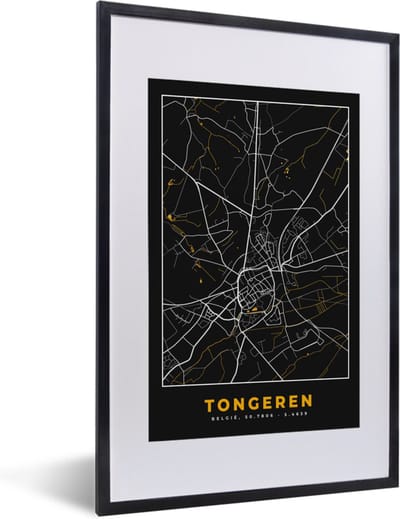 Fotolijst incl. Poster - Goud - Tongeren - Plattegrond - Stadskaart - Kaart - 40x60 cm - Posterlijst
