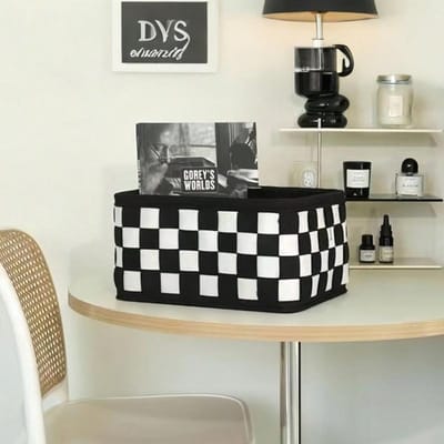 1 stuks Handgemaakte Schaakbordpatroon Vilt Bureau-organizer Mand, Moderne Bureau Opbergmand voor Bureauopslag, Make-up, Huidverzorgingsproducten 1PC-S veelkleurig