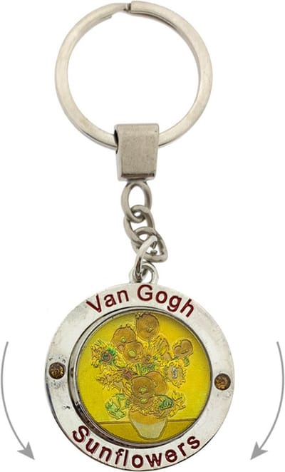 Sleutelhanger - Mono Spinning van Gogh - Zonnebloemen - Souvenir Gift