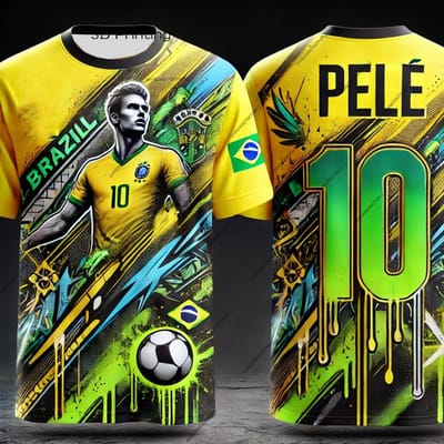 Braziliaanse Voetbalkoning Pelé Nee. 10 Graffiti Straatvoetbalshirt CHAT GPT Slim Ontwerp Voetbalshirt Speciaal Shirt Kit 6XL green