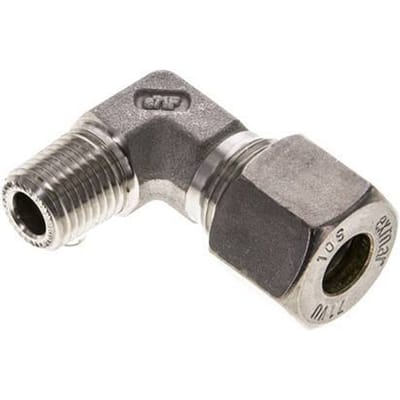 1/4'' NPT Buitendraad x 10S RVS L-Knelfitting 90 graden 630 Bar DIN 2353 - FL2E-MO-ST-014N-10-S