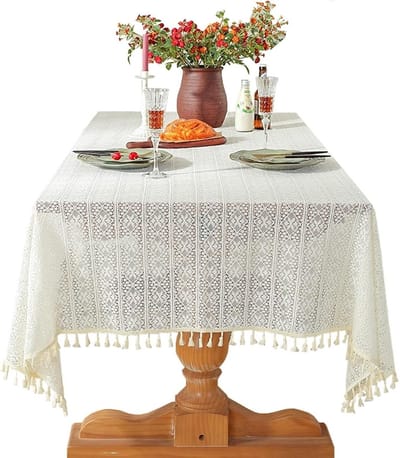 Tafelkleed - Tafelbedekking - Eettafel decoreren - Duurzaam polyester katoen - 300 x 150 cm - Beige
