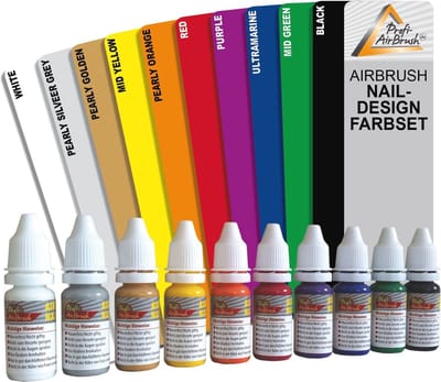 Set van 10 Waterverdunde Airbrush Kleuren voor Professionele Nageldesigns en Tatoeages