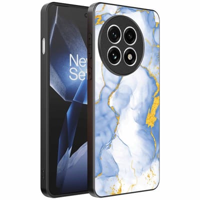 Geschikt voor OnePlus 13R Telefoonhoesje met Lichtblauw Goud Marmer Opdruk - TPU Backcover Case Lightblue Gold Marble Design - Smartphonica geschikt voor OnePlus 13R