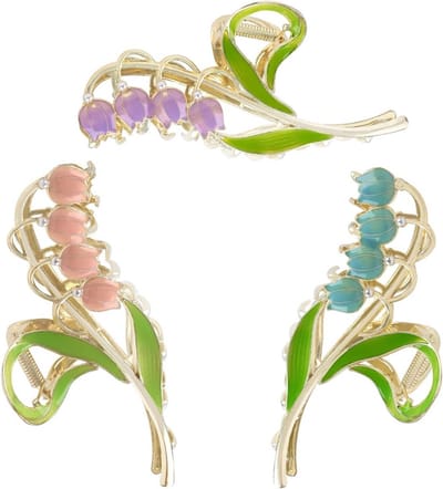 Set van 3 Metalen Haarclips met Bloemdecoratie - Sterke Houdkracht