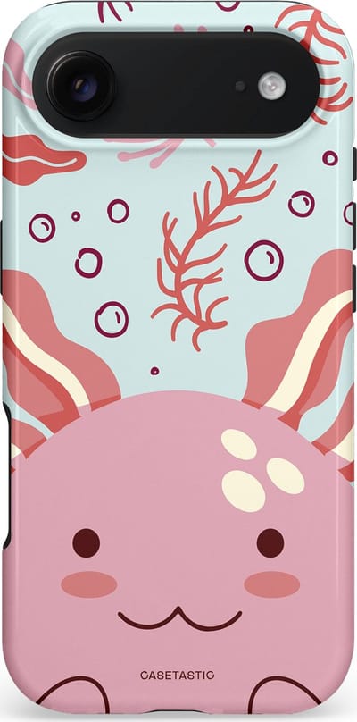 Casetastic hoesje geschikt voor Apple iPhone Air - MagSafe - Dubbellaagse bescherming - Axolotl knuffels - Fashion Case - Lichtroze Lichtgrijs Koraal